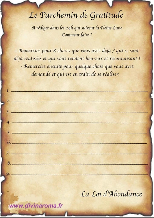 Le rituel du Parchemin de Gratitude - Divinaroma