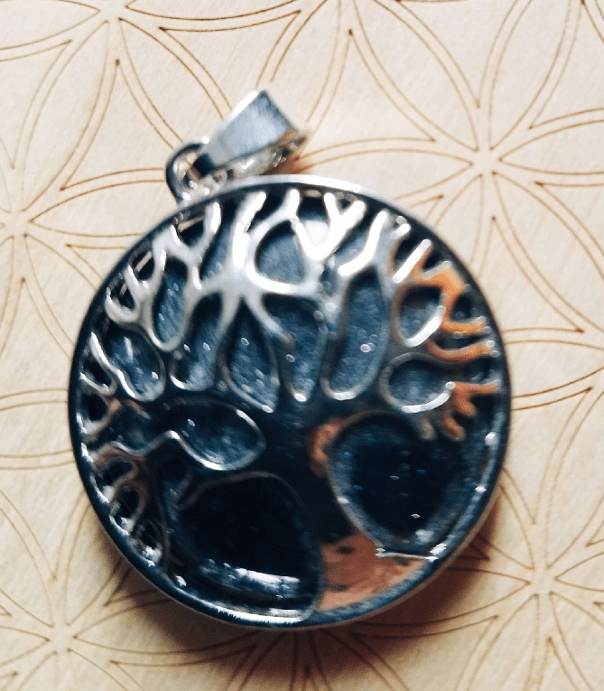 Arbre de vie avec pierre de lune noire pailletée - Divinaroma
