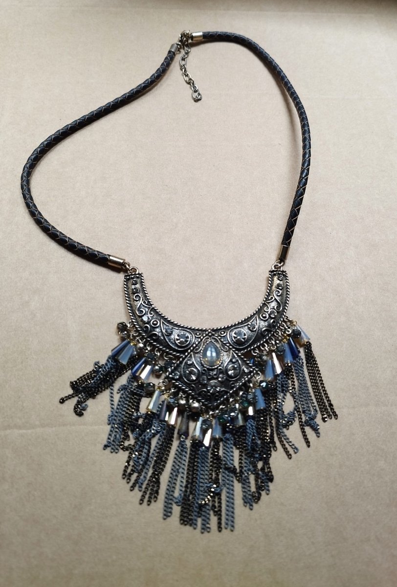 Collier Ethnique éclat de pierre de lune et cristal - Divinaroma