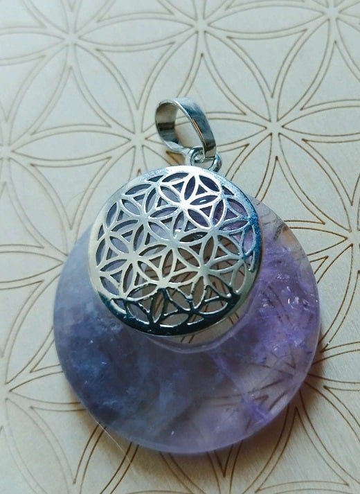 Pendentif en améthyste et fleur de vie - Divinaroma