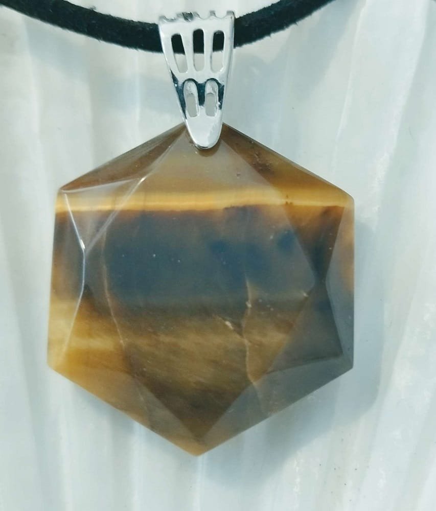Pendentif Géométrie Sacrée Œil de Tigre - Divinaroma