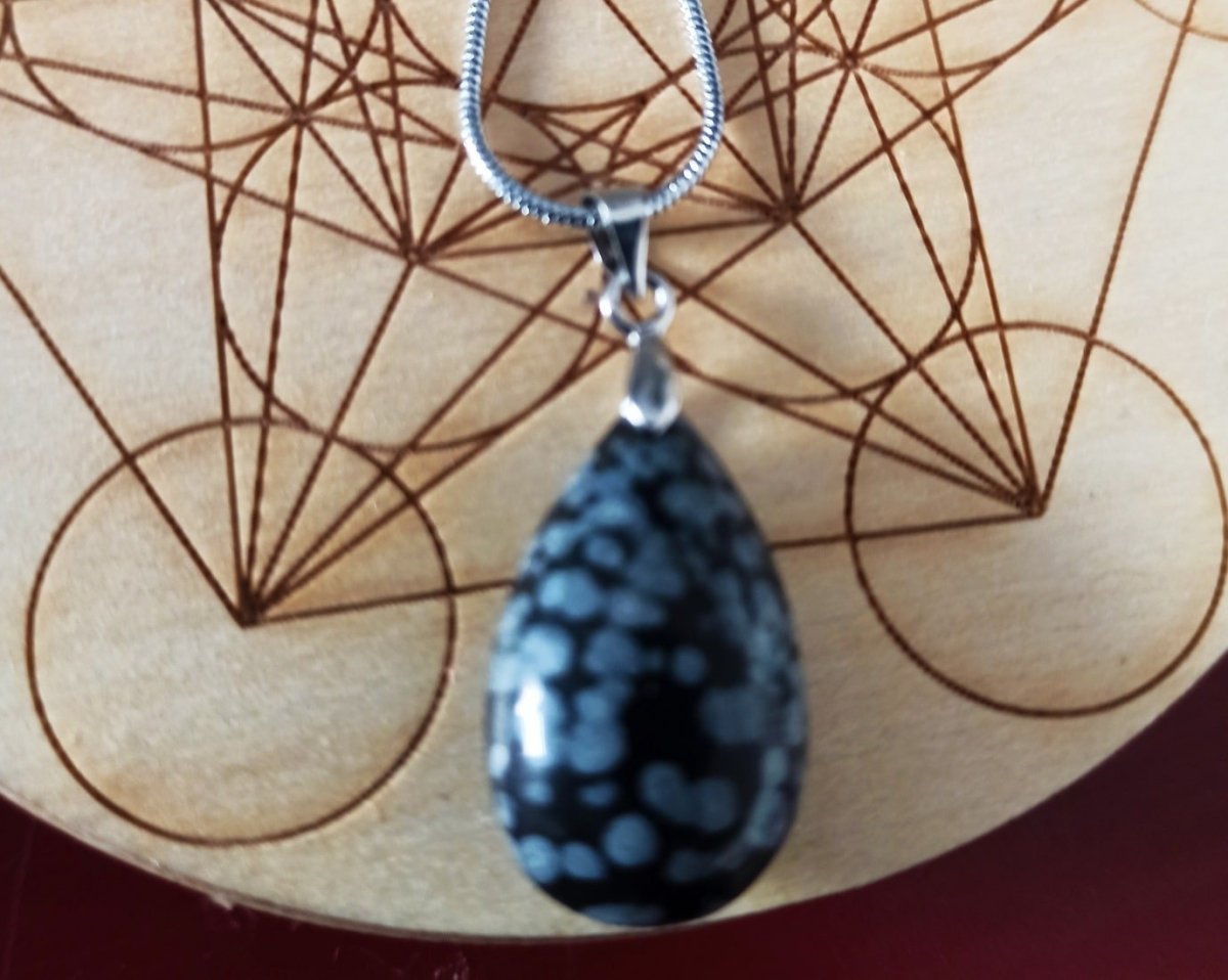 Pendentif Obsidienne Flocons de neige - Divinaroma