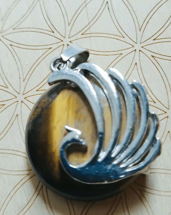 Pendentif Paon avec Œil de Tigre - Divinaroma