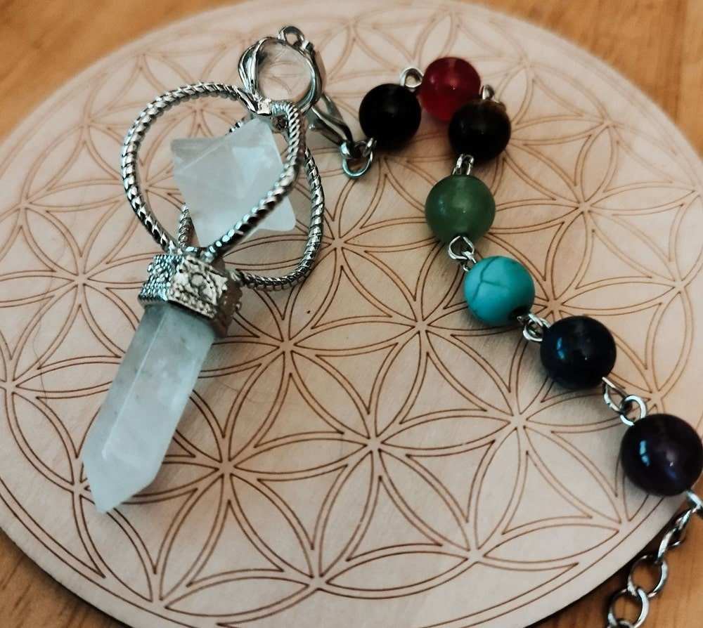 Pendule Merkaba en cristal de roche - Divinaroma