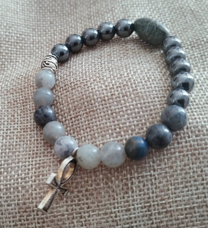 Bracelet énergétique Lithothérapie en pierres naturelles – protection, ancrage et intuition