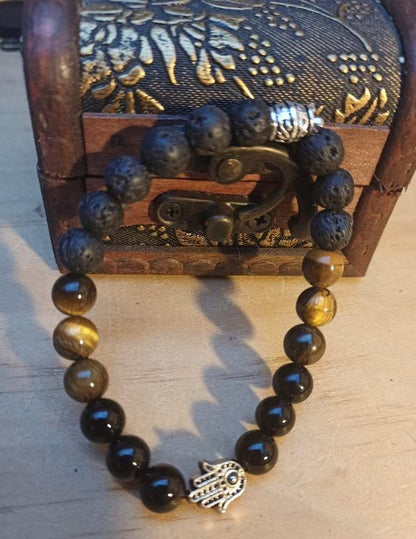 Bracelet énergétique de protection Lithothérapie  bijou chamanique contre la jalousie, les ondes négatives et les attaques invisibles
